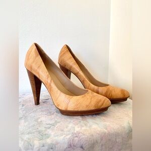 yellow snakeskin texture leather platform heels by Boutique 9